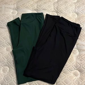 Lula roe one size leggings. Two pair- black and dark green.